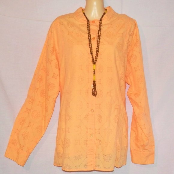 Alfred Dunner 18W Yellow Twinset 2 Piece Top Button Blouse Stretch Knit Top H639 - Picture 2 of 7